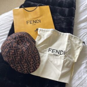 Fendi Brown Jacquard FF Hat